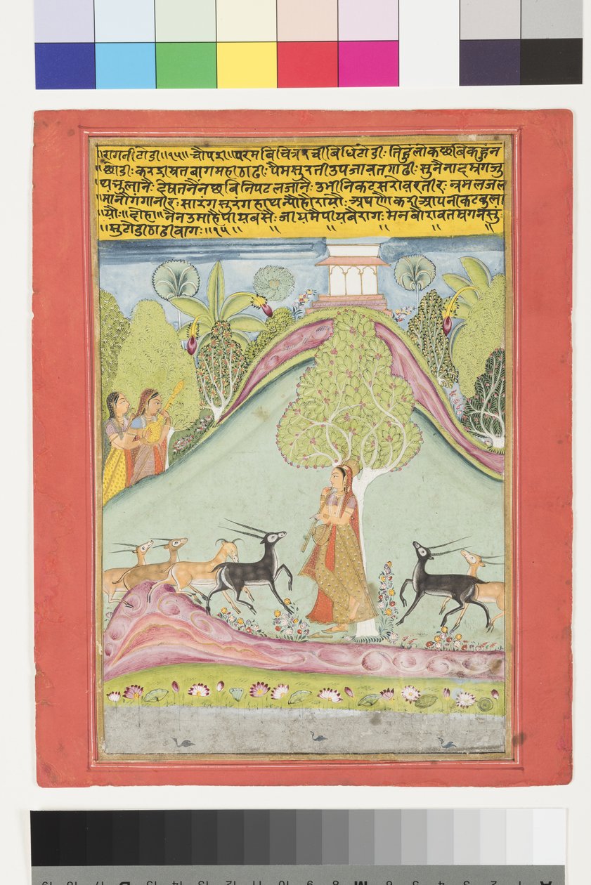 Todi Ragini, ok. 1700 (nieprzezroczysta toaleta i złoto na papierze) autorstwa Indian School
