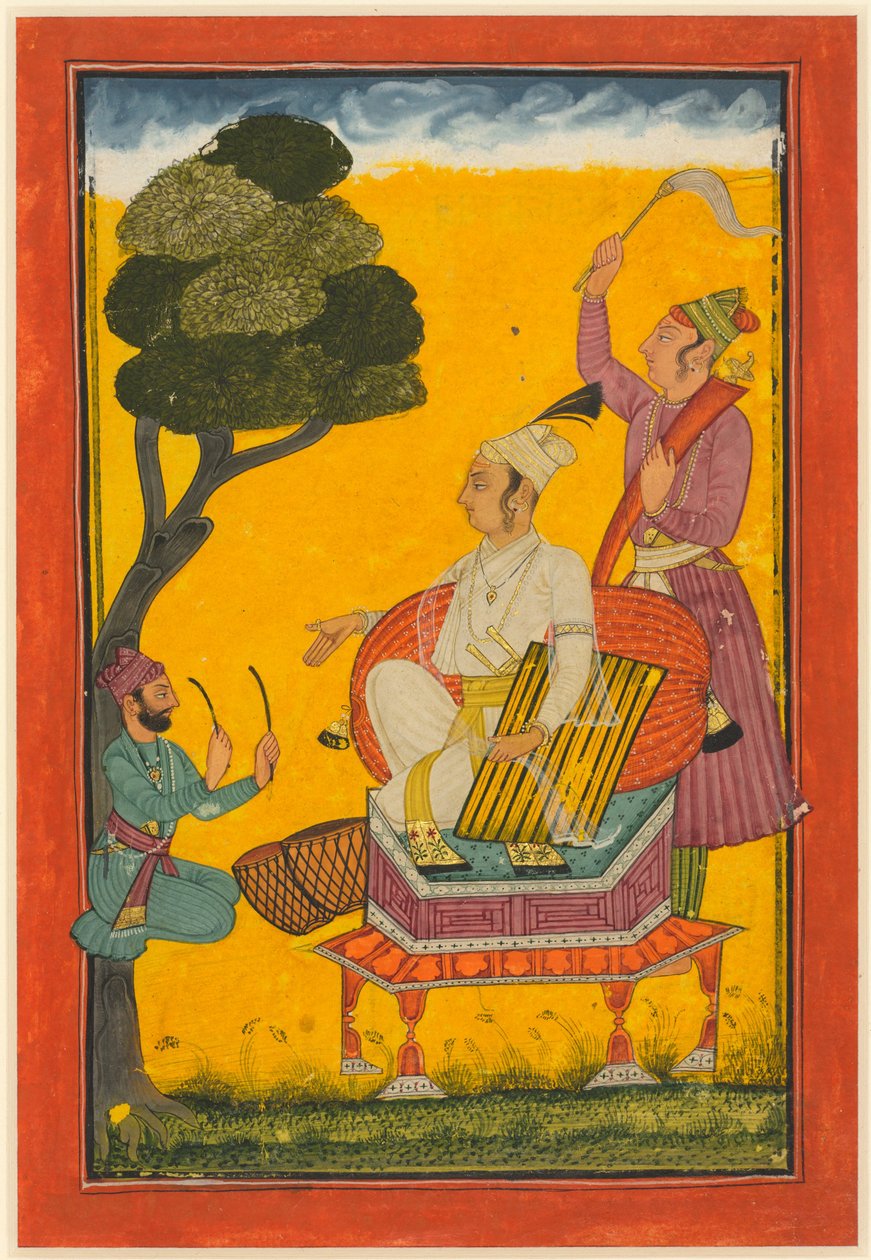 Vivaca Ragaputra, liść z serii Ragamala, ok. 1700-20 (nieprzezroczysta akwarela i złoto na papierze) autorstwa Indian School