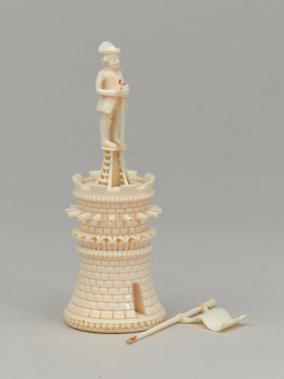 Biała wieża, figura szachowa, Indie, 1820 ok autorstwa Indian School