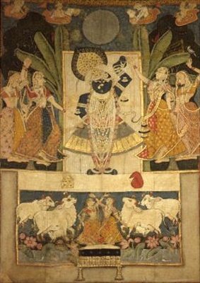 Uwielbienie Srinathaji, Nathdwary, szkoły Radźput autorstwa Indian School