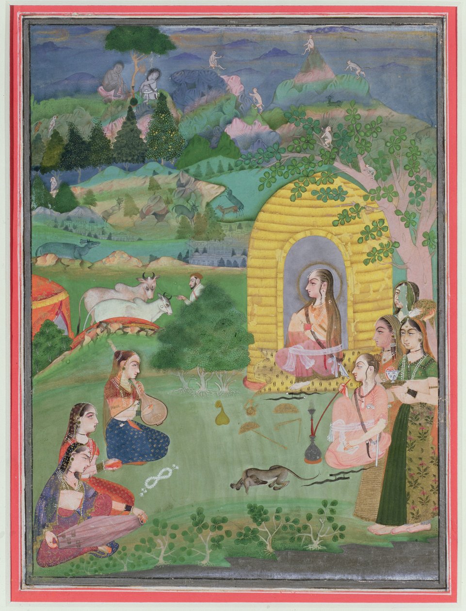 Joginki (hinduskie ascetki) w krajobrazie, Szkoła Bikanera, ok.1680 autorstwa Indian School