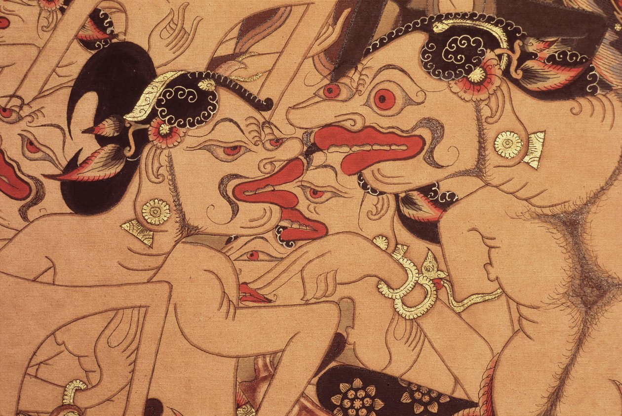 Fragment zwoju Wayang Beber (akwarela na papierze) autorstwa Indonesian Indonesian