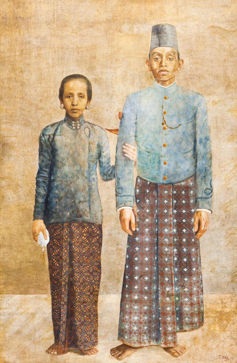 Portret jawajskiego szlachcica i jego żony, ok. 1837 r. (olej na płótnie) autorstwa Indonesian School