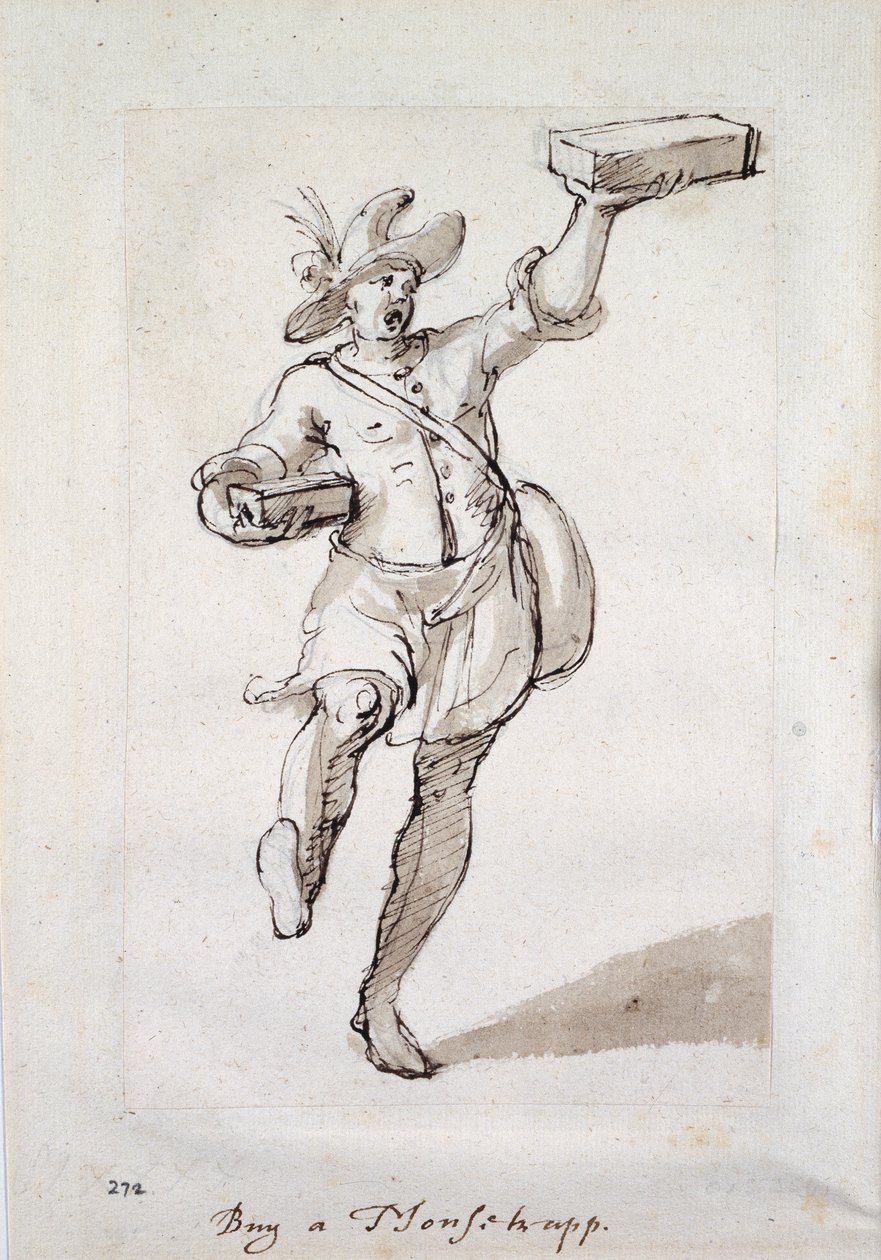 Krzykacz pułapek na myszy (piórko i tusz na papierze) autorstwa Inigo Jones
