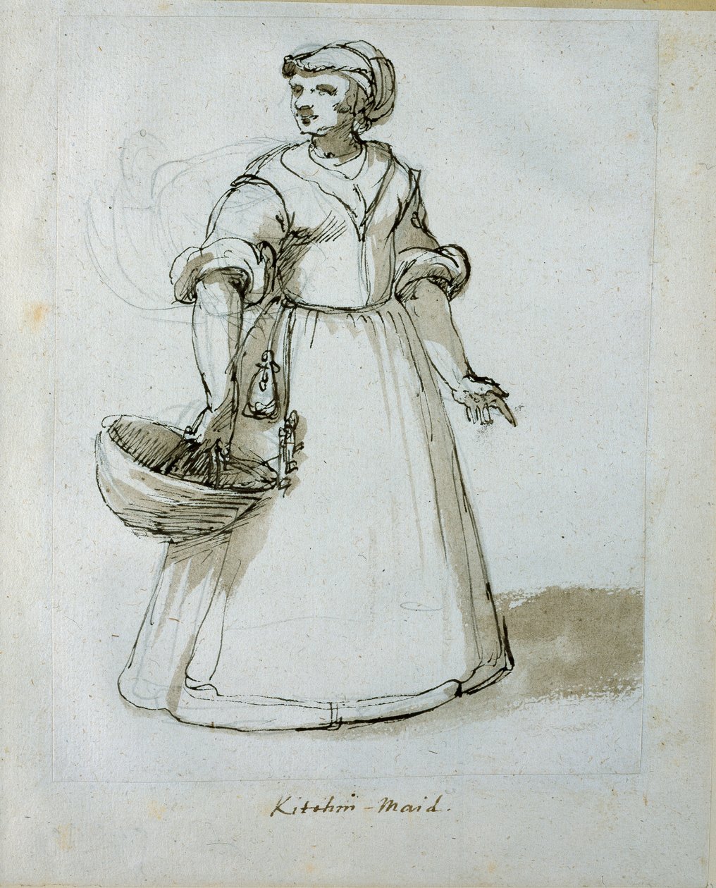 Pokojówka kuchenna (pióro i tusz na papierze) autorstwa Inigo Jones