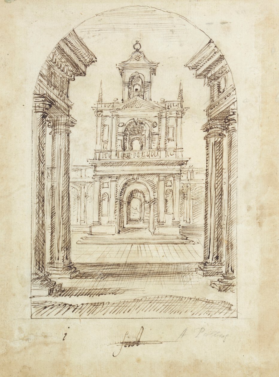 Pałac (pióro i atrament na papierze) autorstwa Inigo Jones