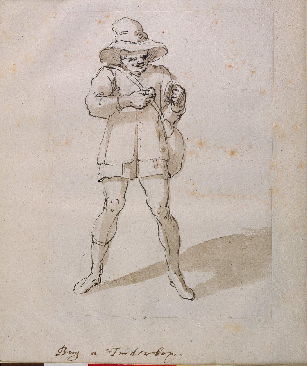 Sprzedawca pudełek na krzesiwo (pióro i atrament na papierze) autorstwa Inigo Jones