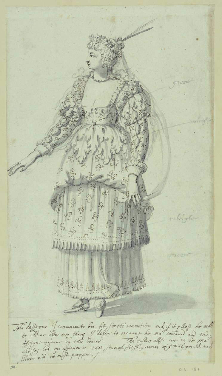 Chloris: ostateczny szkic Henrietty Marii, ok. 1631 (pióro i atrament na papierze) autorstwa Inigo Jones