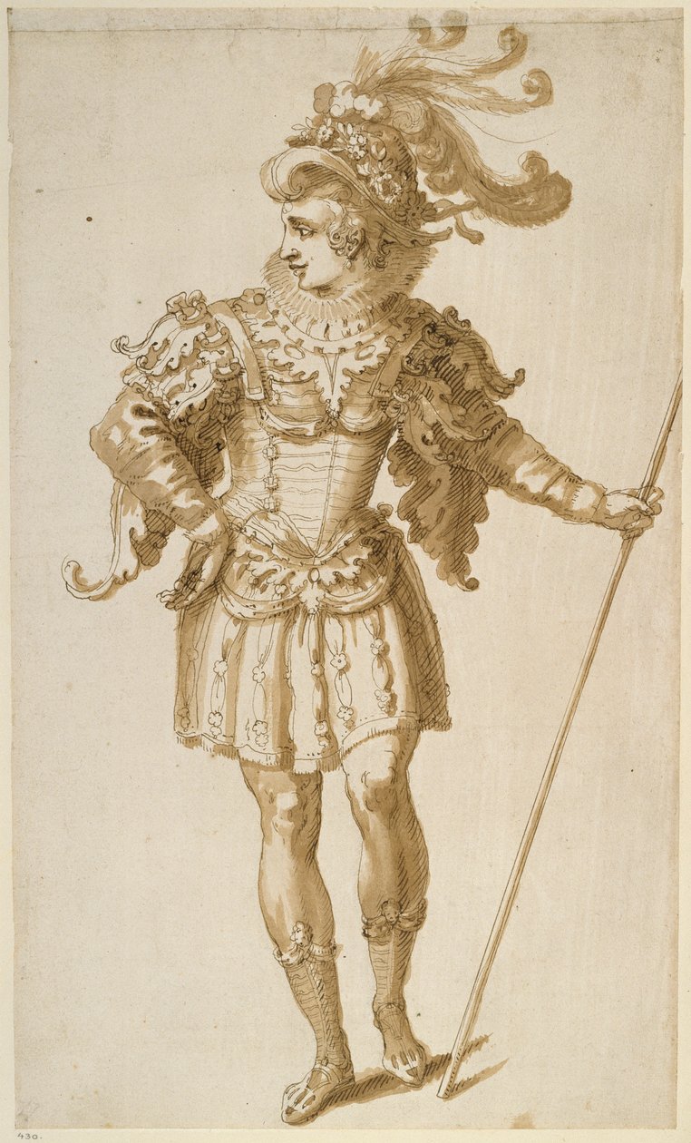 Eskorta do księcia Yorku (pióro i atrament na papierze) autorstwa Inigo Jones