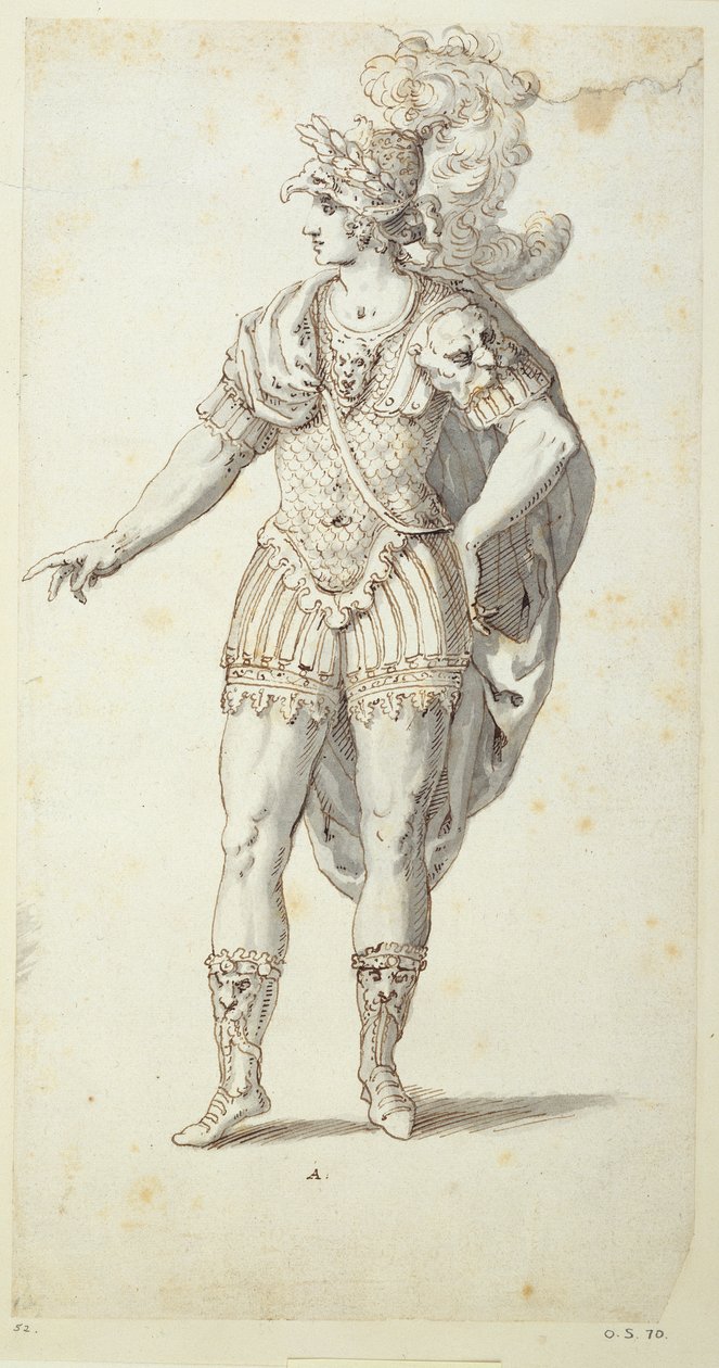 Ostateczny projekt sukni Oberona, ok. 1611 (pióro i atrament na papierze) autorstwa Inigo Jones