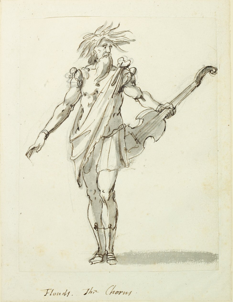 Powodzie: Chór, ok. 1631 (pióro i atrament na papierze) autorstwa Inigo Jones