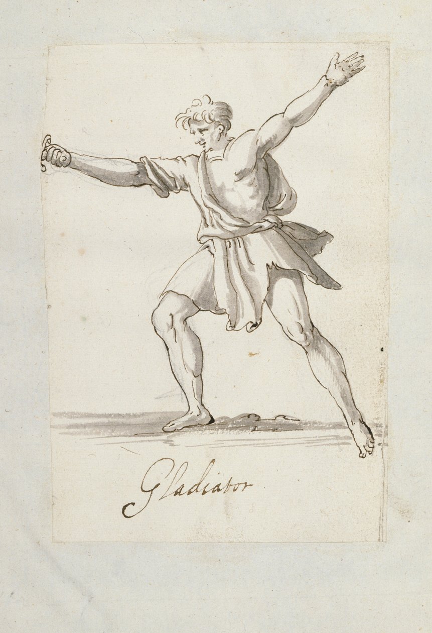 Gladiator (pióro i atrament na papierze) autorstwa Inigo Jones