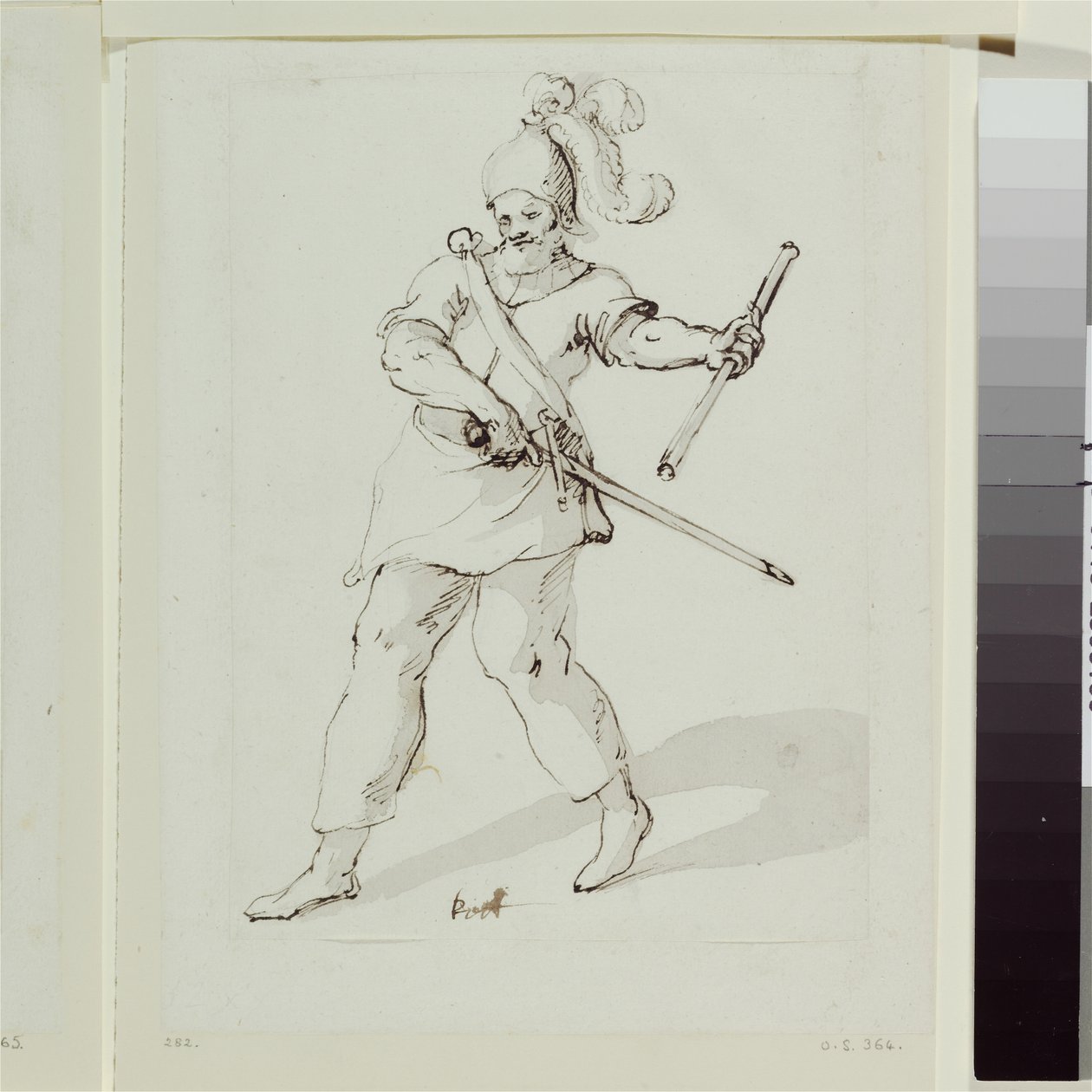 Kett, projekt kostiumów do maski dworskiej „Britannia Triumphans” autorstwa Inigo Jones