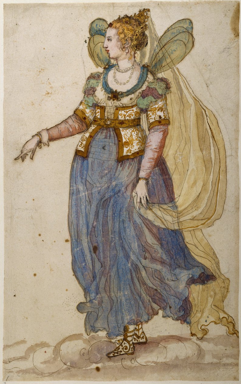 Lady masquer (akwarela na papierze) autorstwa Inigo Jones