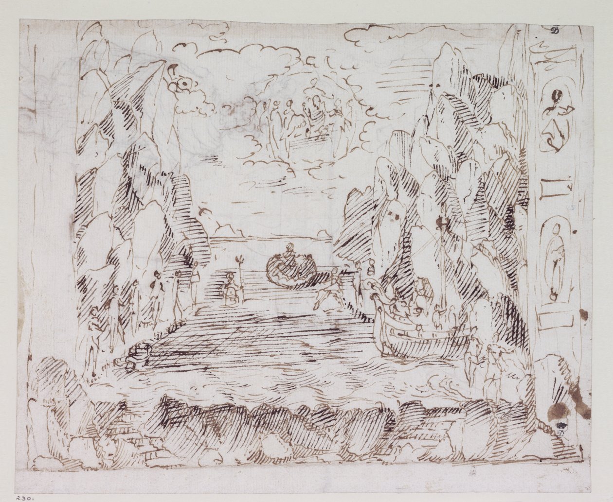 Triumf miłości przez Callopis, szkic do sceny II: Morski triumf autorstwa Inigo Jones