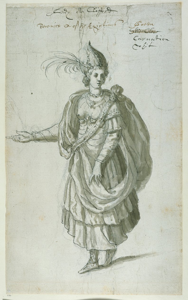Królowa Egiptu Berenice (pióro i atrament na papierze) autorstwa Inigo Jones