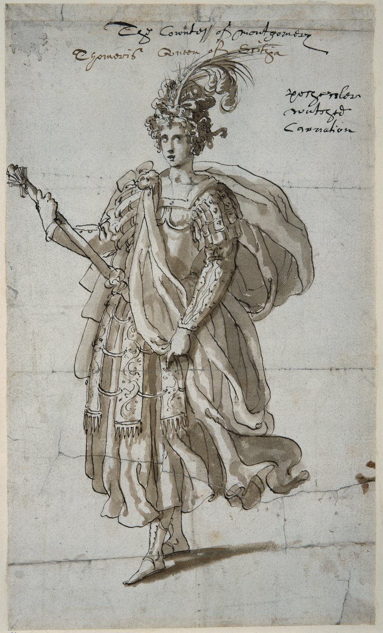 Królowa Tomyris z Massagetai, ok.1609 (pióro i atrament na papierze) autorstwa Inigo Jones
