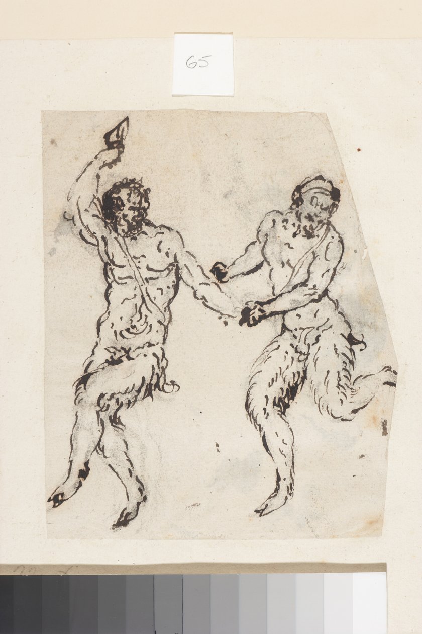 Satyry (pióro i brązowy tusz na papierze) autorstwa Inigo Jones
