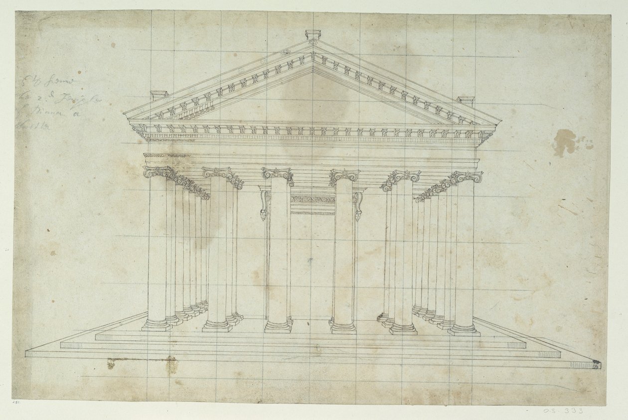Druga Świątynia Diany, ok. 1635 (pióro i atrament na papierze) autorstwa Inigo Jones