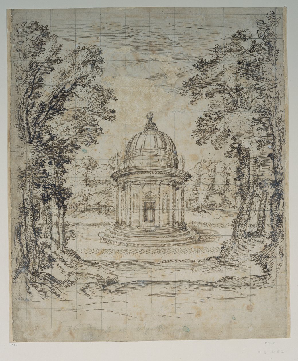 Świątynia Apolla (pióro i atrament na papierze) autorstwa Inigo Jones