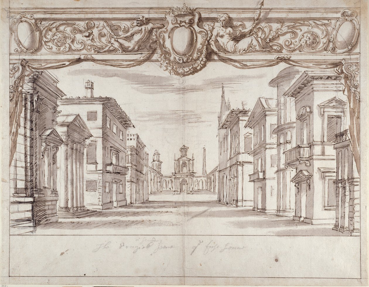 Tragiczna scena (pióro i atrament na papierze) autorstwa Inigo Jones