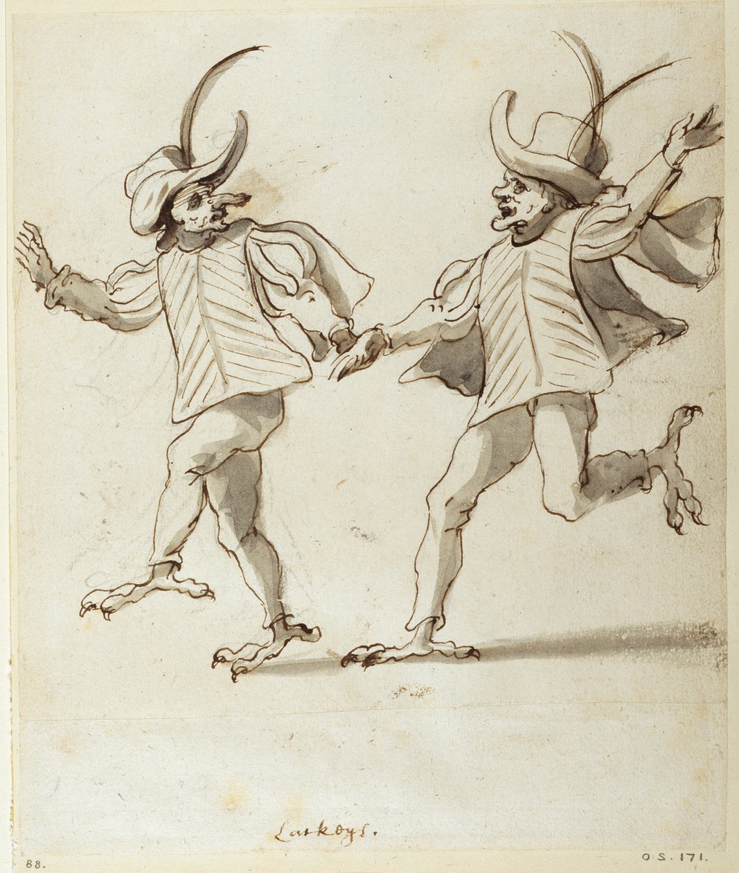Dwie sługusy (pióro i atrament na papierze) autorstwa Inigo Jones