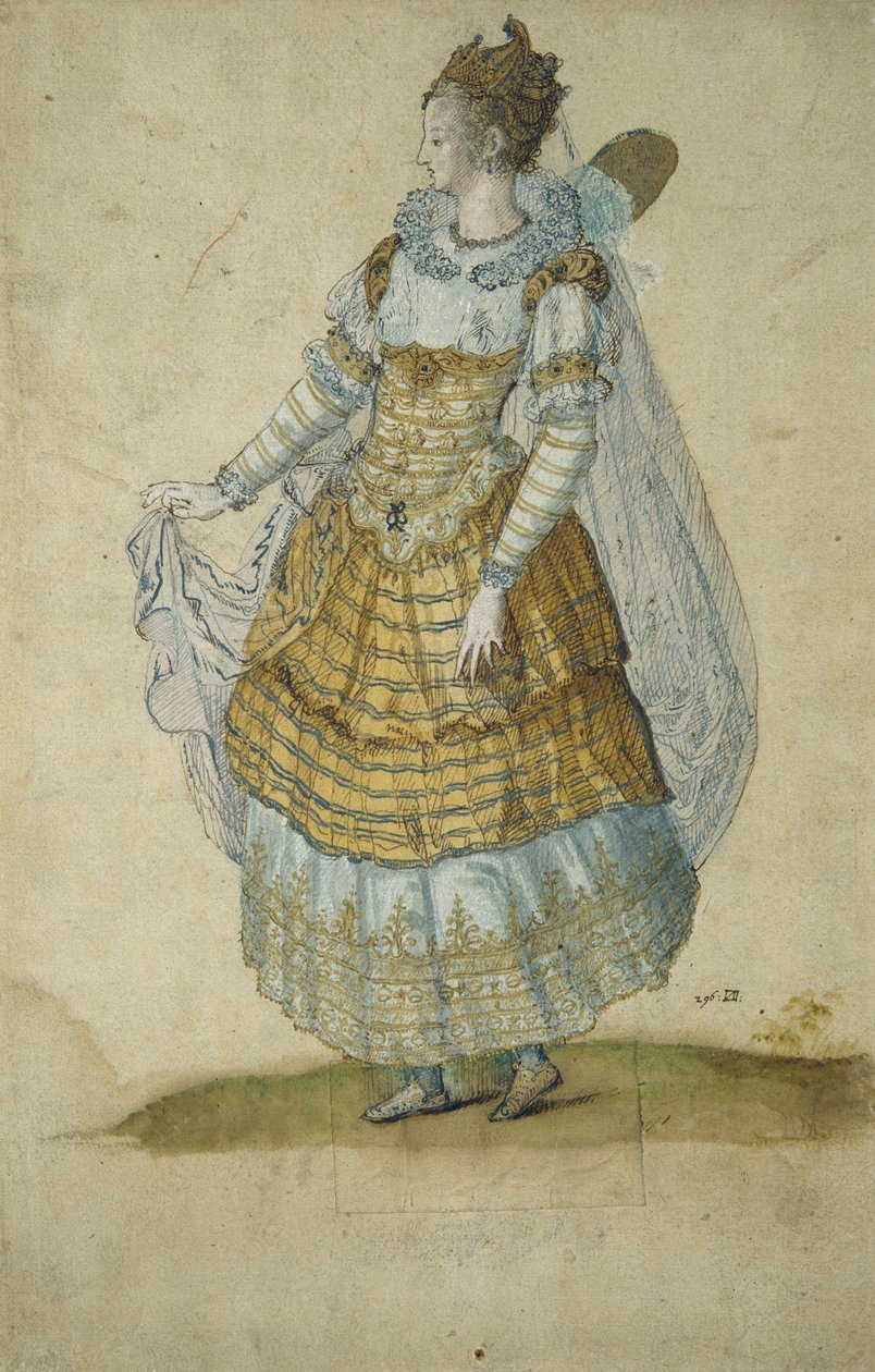 Skrzydlaty masker (akwarela na papierze) autorstwa Inigo Jones