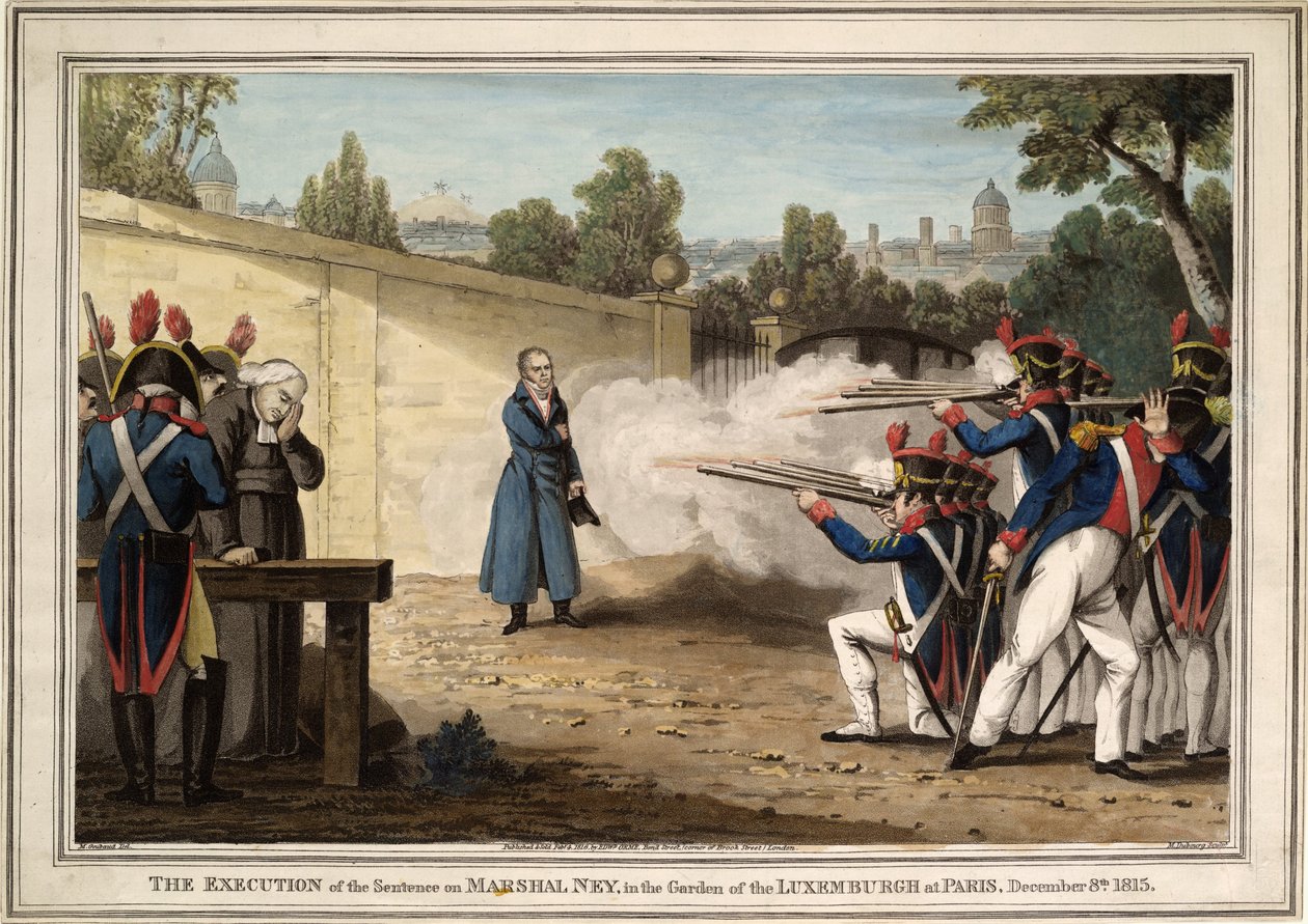 Egzekucja marszałka Michela Neya w pobliżu Ogrodu Luksemburskiego w dniu 7 grudnia 1815 r. 1816 r. autorstwa Innocent Louis Goubaud