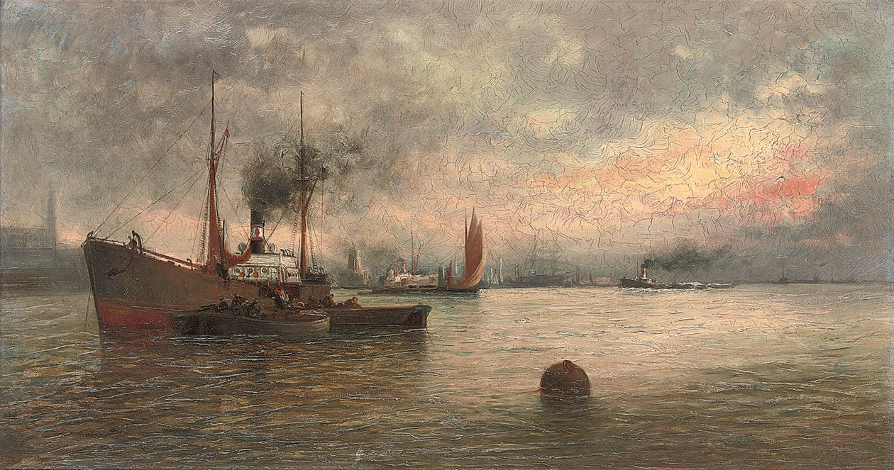 Rozładunek ładunku w porcie, 1871 r. autorstwa Ioannis Altamouras