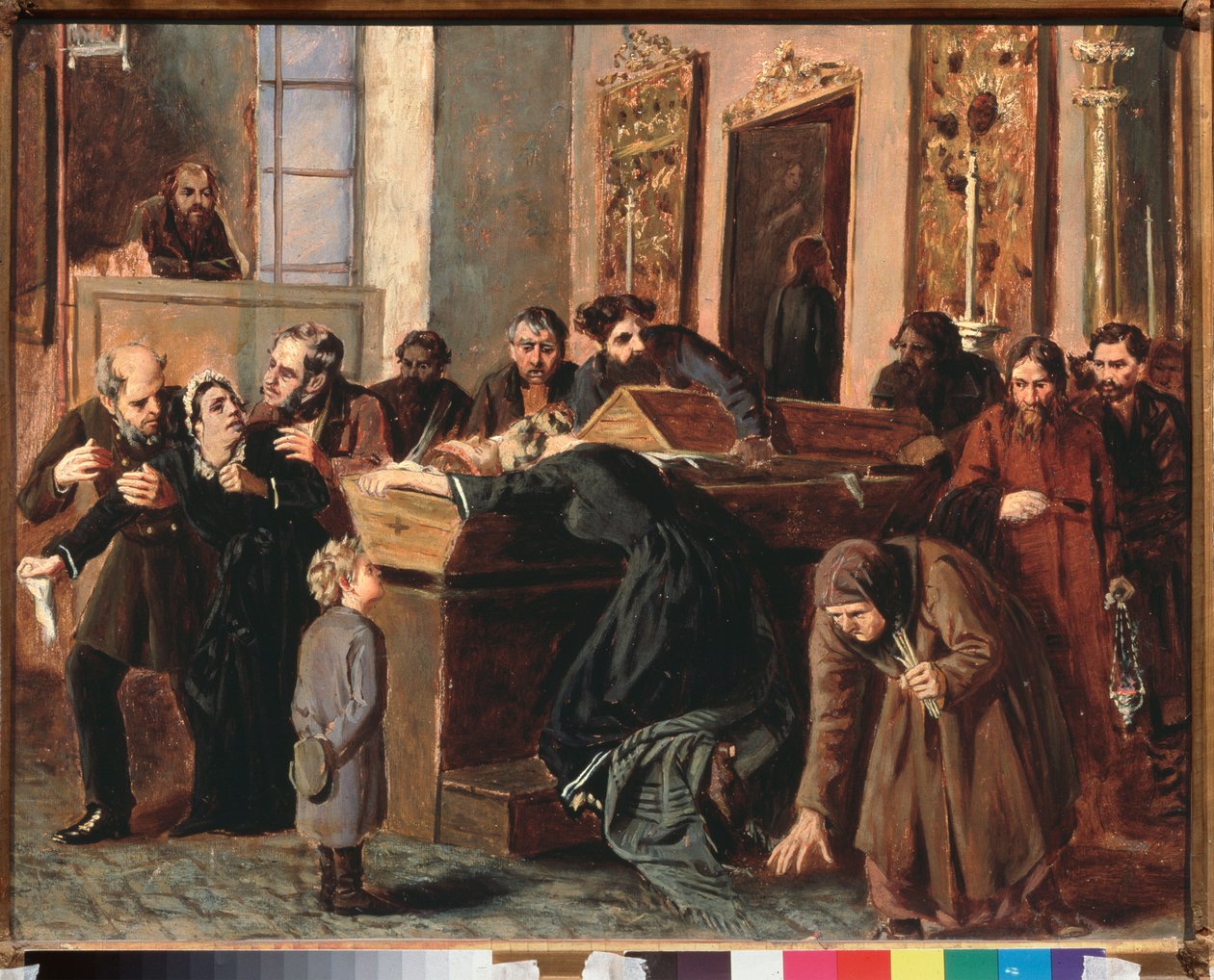 Pożegnanie umarłych - dzieło Iosif Pietrowicz Wołkow (1854-po 1897), olej na papierze autorstwa Iosif Petrovich Volkov