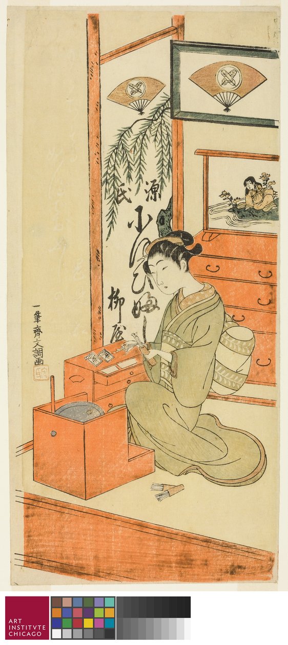 Ofuji Ote Yanagisho s., c. 1769 autorstwa Ippitsusai Bunchō