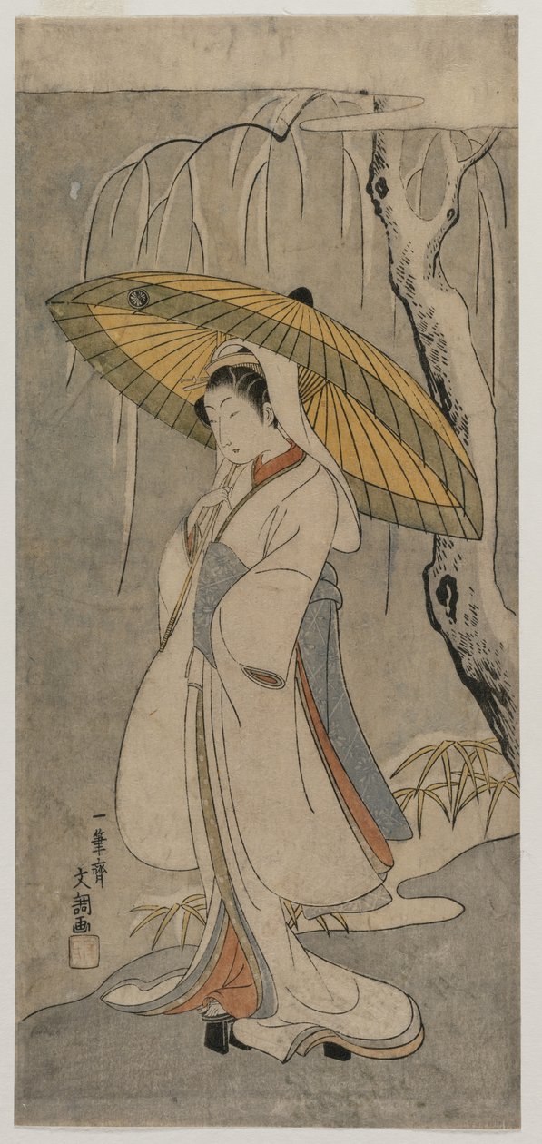 Segawa Kikunojo II as the Heron Maiden from the series Ichimura Theater, 1770. autorstwa Ippitsusai Bunchō