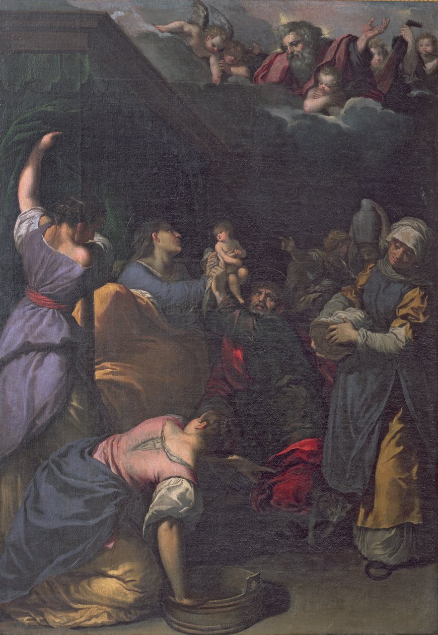 Narodziny Dziewicy, 1610-15 autorstwa Ippolito Scarsella