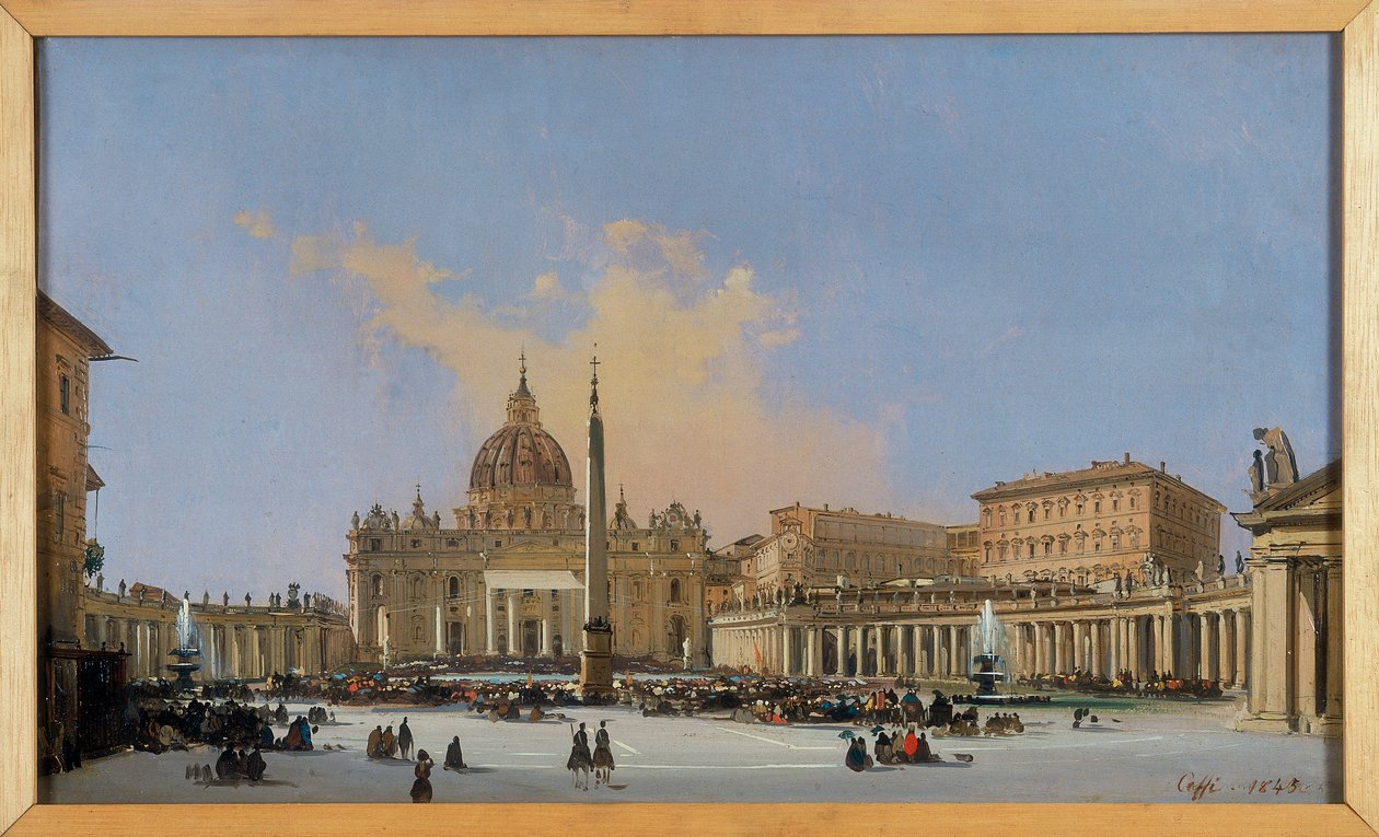 Błogosławieństwo papieskie na Piazza San Pietro autorstwa Ippolito Caffi