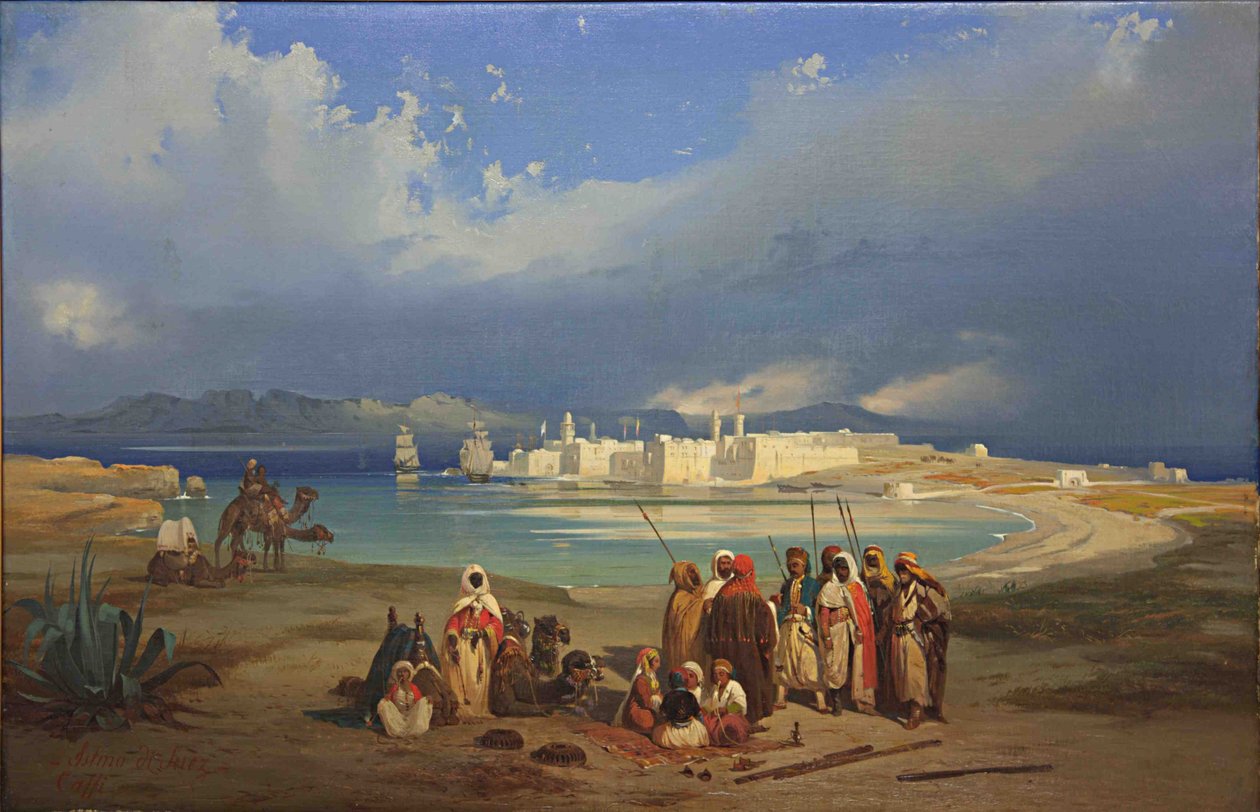 Przesmyk Sueski, ok. 1845 autorstwa Ippolito Caffi