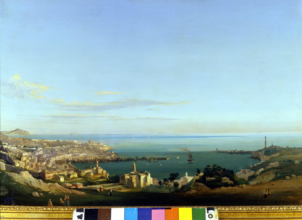Widok na Genuę. Obraz Ippolito Caffi, ok. 1840. Genes, Nervi. Galeria Sztuki Nowoczesnej. autorstwa Ippolito Caffi