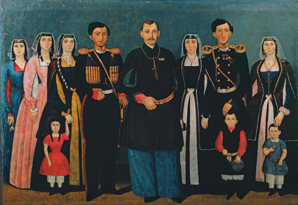 N.E. Mukhran-Batoni z rodziną, 1862 r. autorstwa Iranian School
