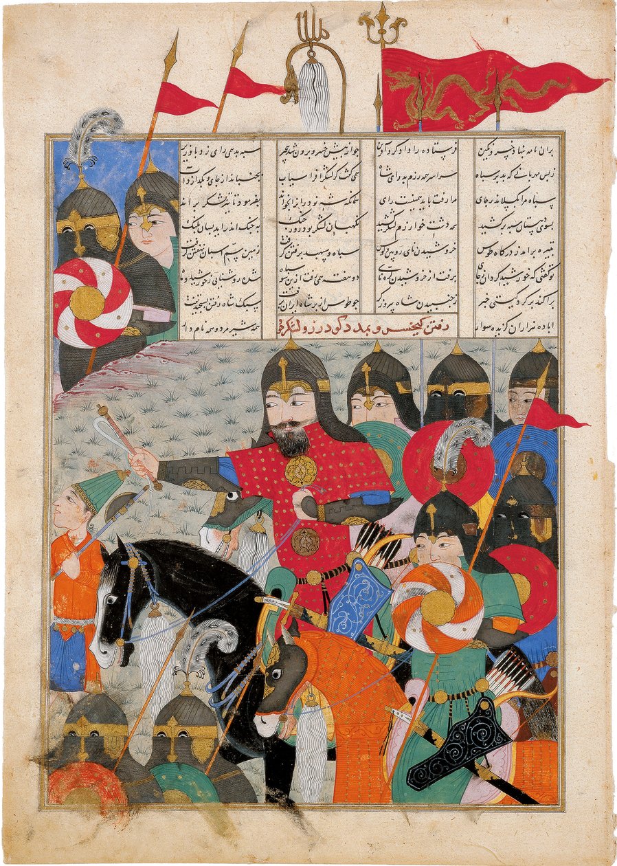 Kay Khusraw marsze na ratunek Gudarzom. Iluminacja rękopisu z epickiego Shahname autorstwa Ferdowsi autorstwa Iranian Master
