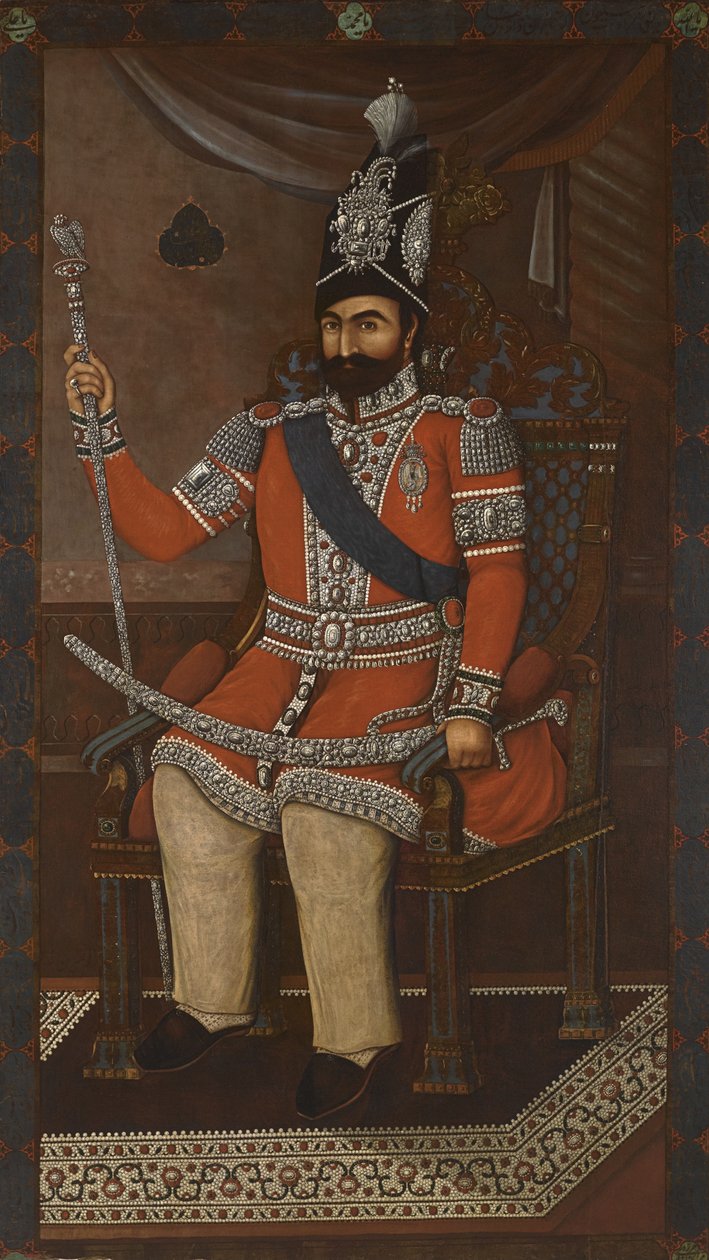 Portret Mohammada Szacha Qajara 1810-1848 autorstwa Iranian Master