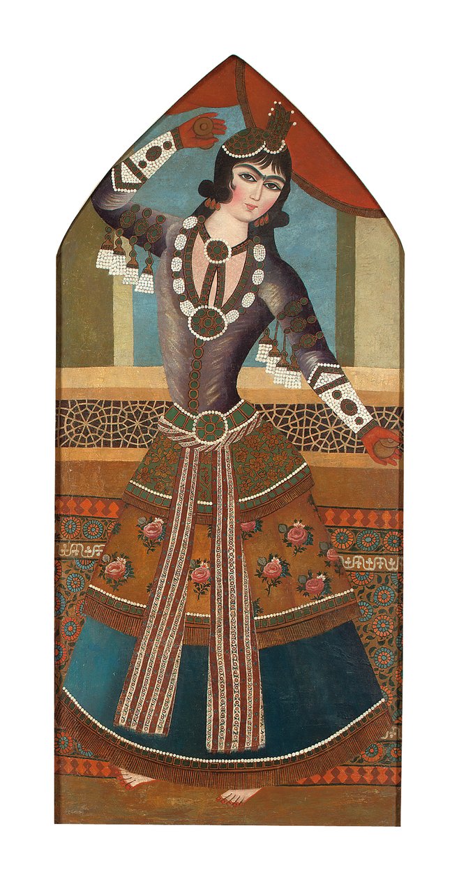 Tańcząca dziewczyna z Qajar, ok. 1840 (olej na płótnie) autorstwa Iranian School