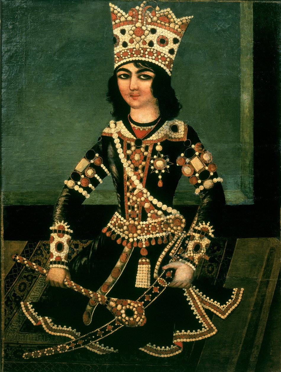 Portret Abbasa-Minzy (ok.1783-1833), księcia perskiego, syna Szacha Fatha Alego (panował 1797-1834) autorstwa Iranian School