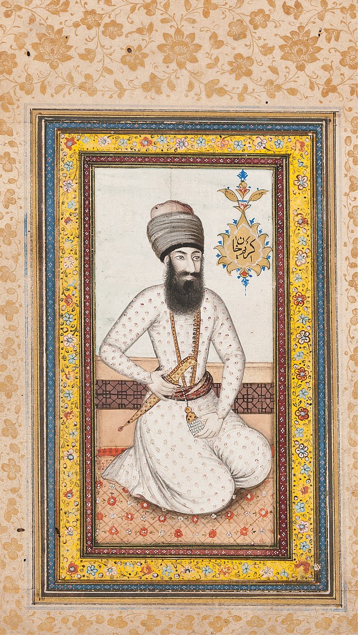 Portret Karima Khana Zanda, jednego z pary z Nadirem Shah, Qajar Iran autorstwa Iranian School