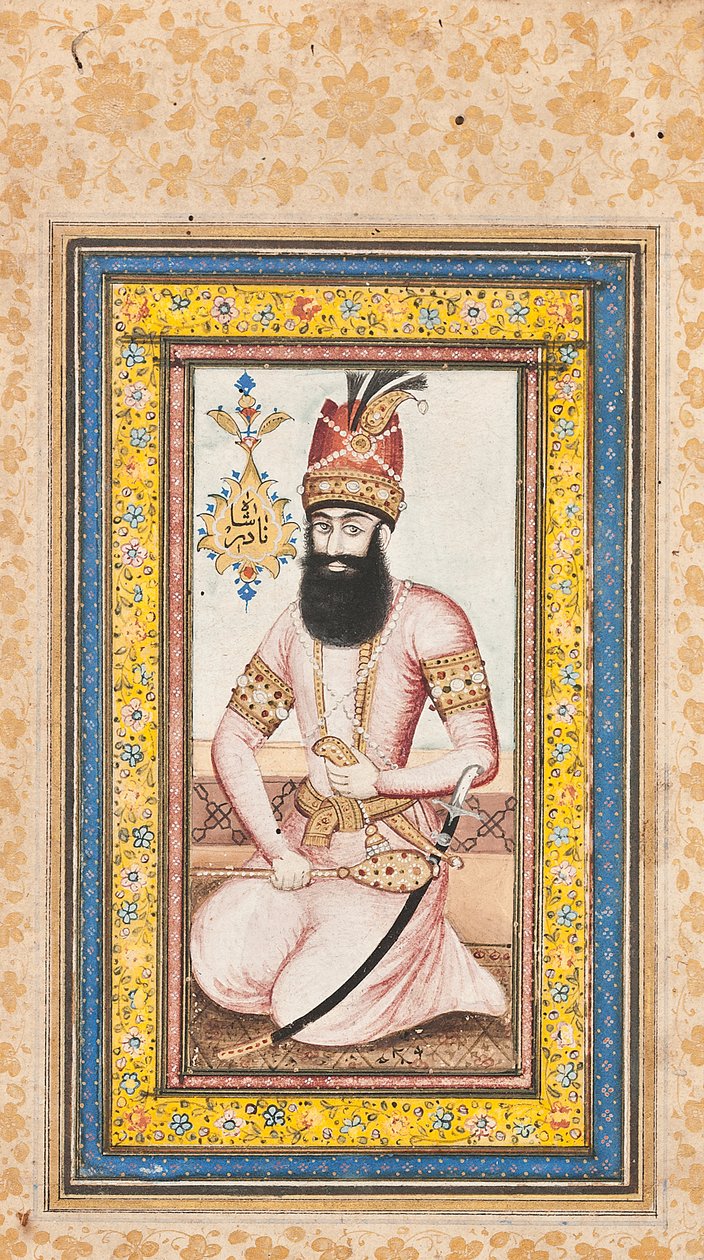 Portret Nadira Shaha, jednego z pary z Karim Khan Zand, Qajar Iran autorstwa Iranian School