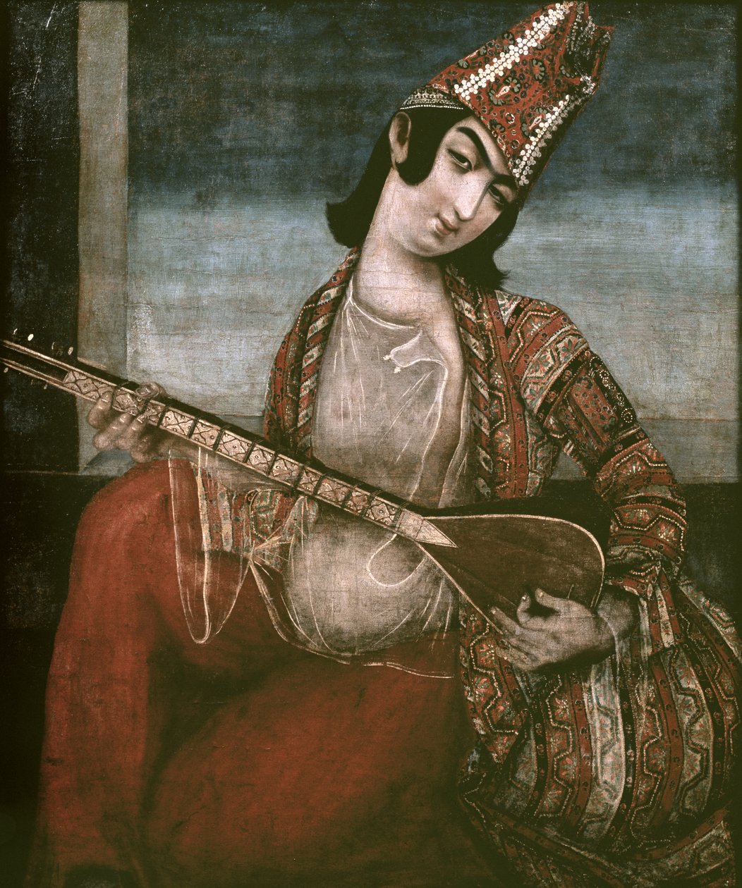 Młoda kobieta grająca na gitarze autorstwa Iranian School