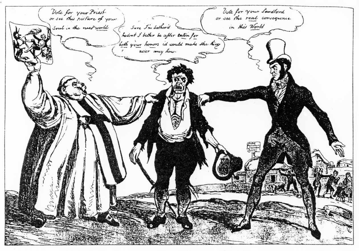 Karykatura kampanii wyborczej hrabstwa Clare, 1828 r autorstwa Irish School