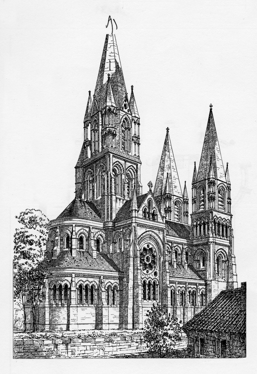 Katedra w Cork, ilustracja z „Architekt”, 1869 autorstwa Irish School