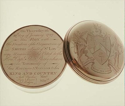 Pudełko wolności, przedstawione Hon. T. Pakenham w 1797 przez Corporation of Smiths, wykonane przez Jamesa Keatinga, Dublin autorstwa Irish School