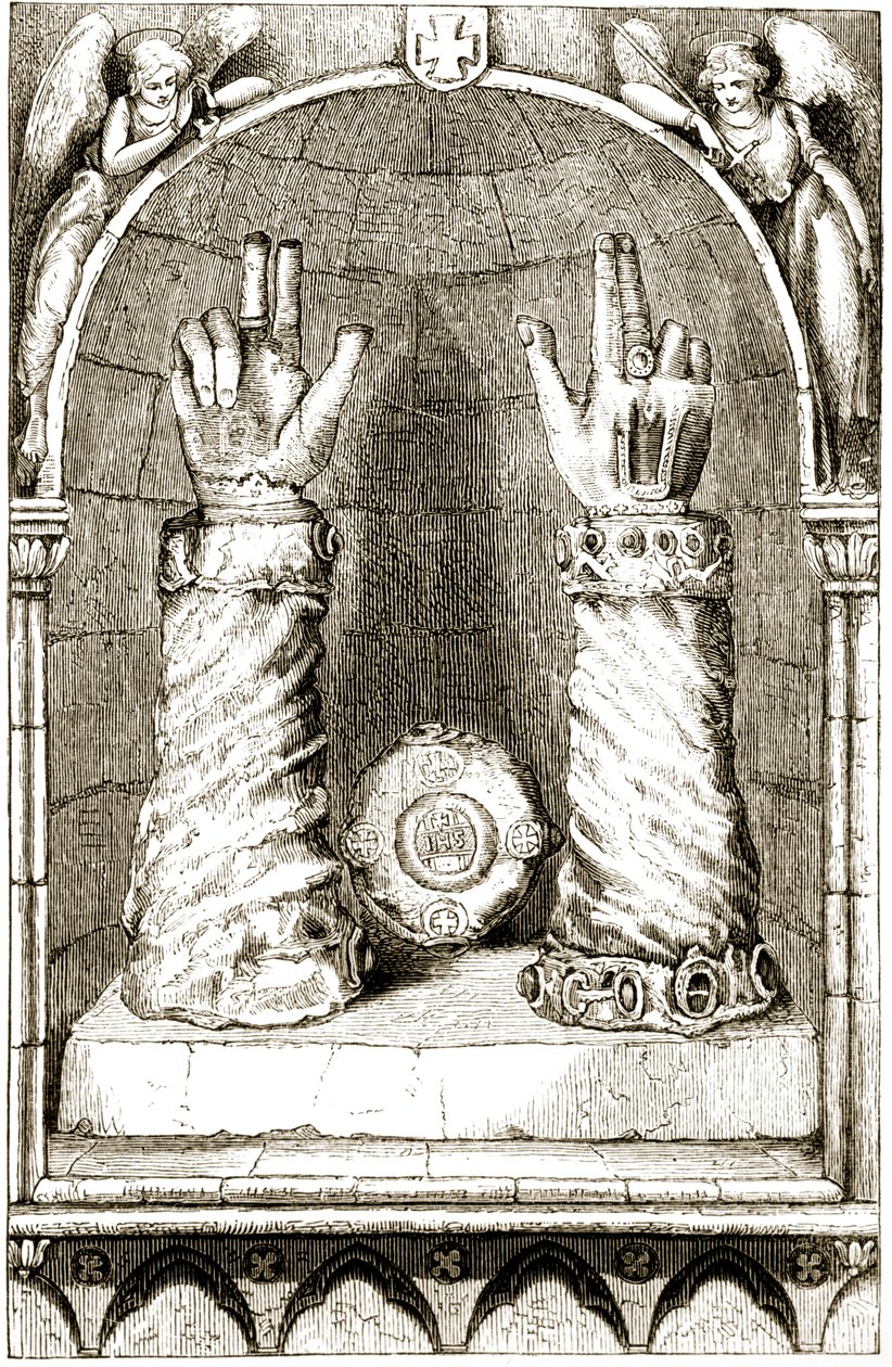 Shrine of St. Patricks hand, z The Trials Thaumatururge, czyli Three Wonder-Working Saints of Ireland, autorstwa Mary Cusack (1829-99) opublikowanej ok. 1890 r. autorstwa Irish School