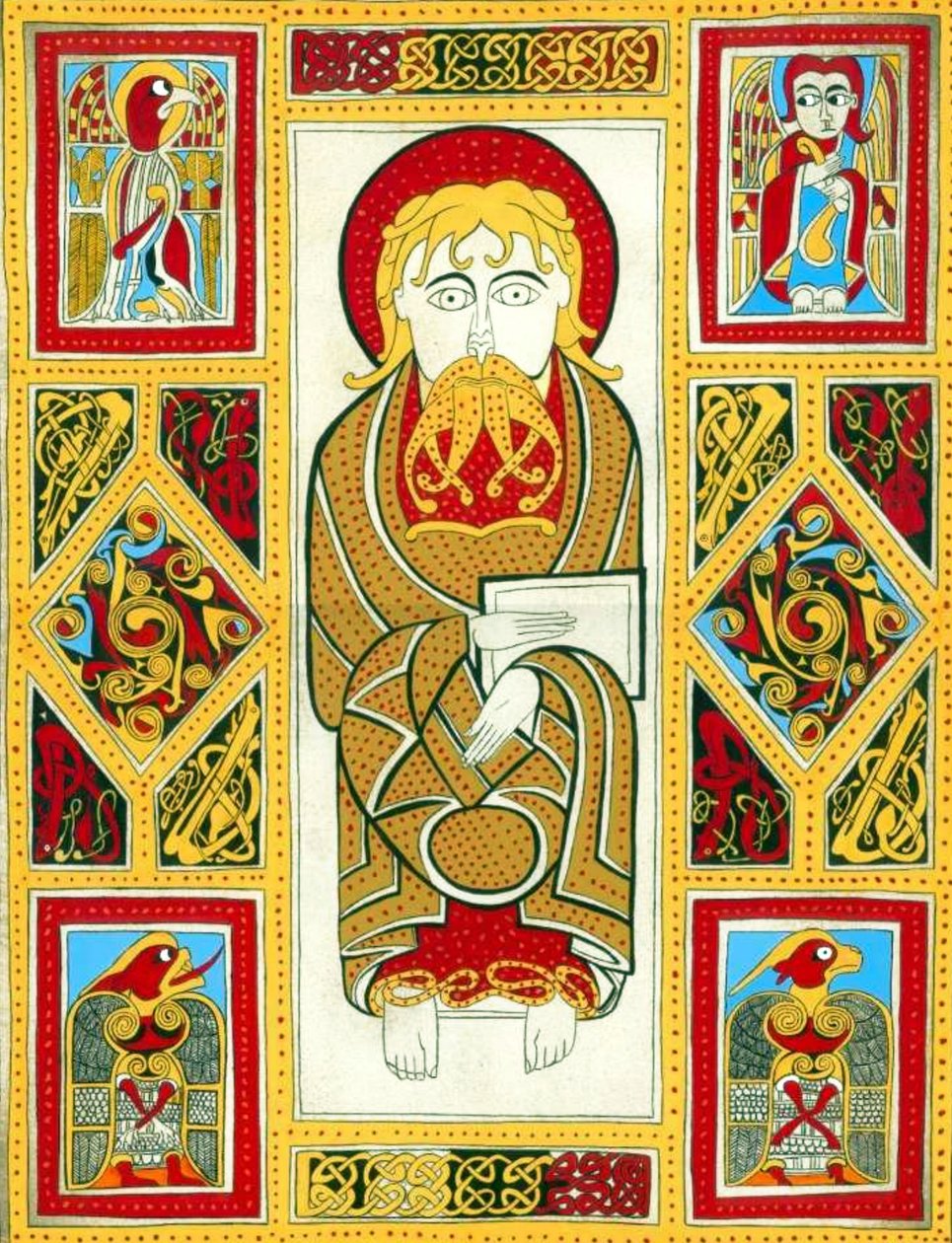 ilustracja z Księgi z Kells, 800 (iluminacja) autorstwa Irish School