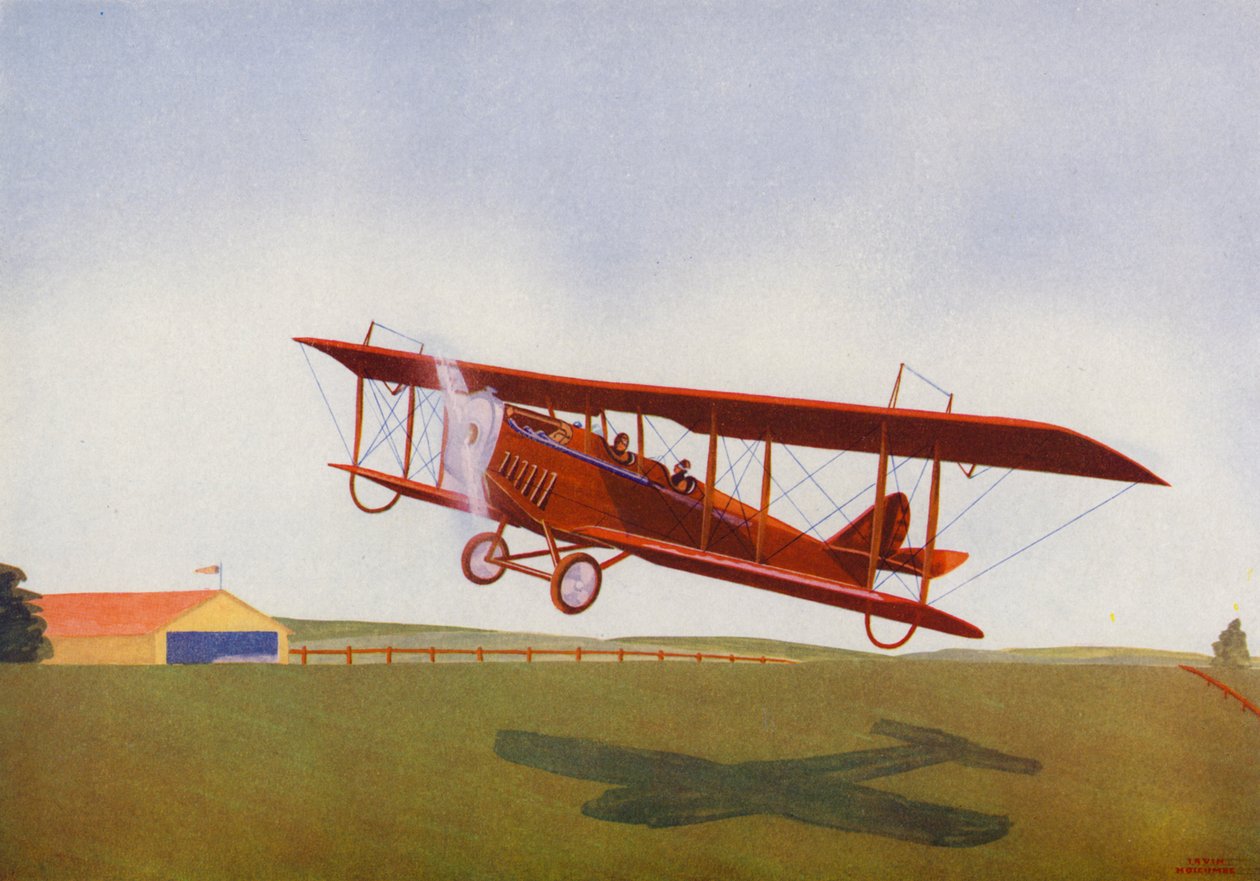 Curtiss JN4D, Jenny (kolorowa litografia) autorstwa Irvin L. Holcombe